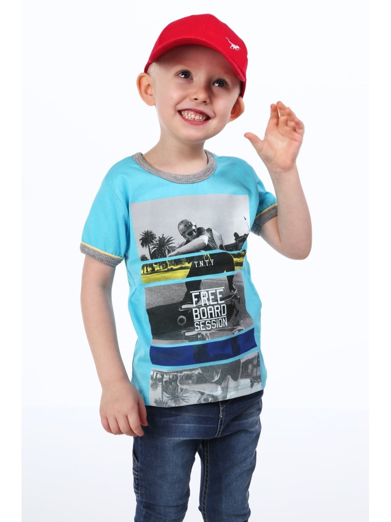 Blue boys\' t-shirt with print NDZ4479 - Online store - Boutique